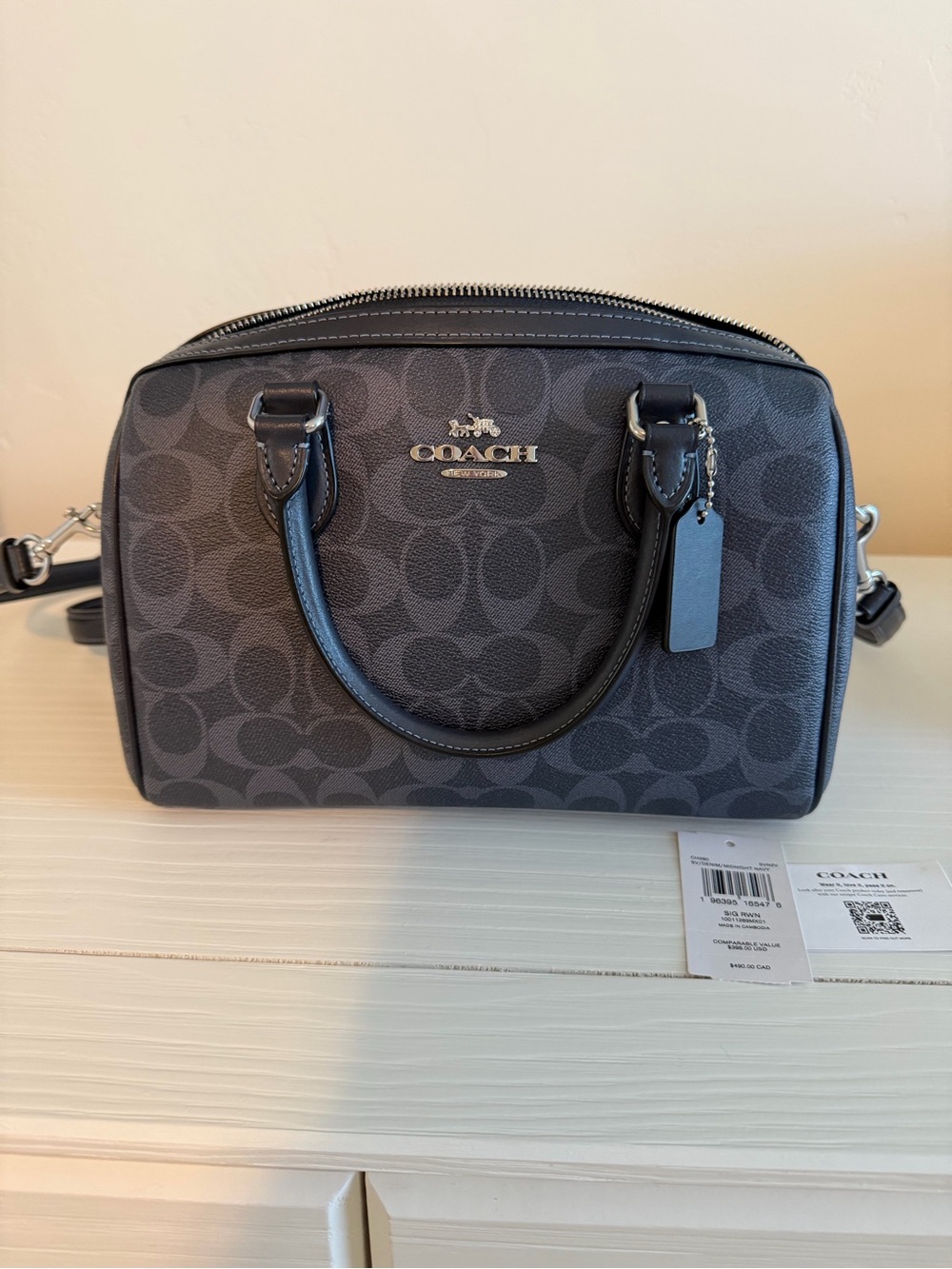 Coach Rowan Satchel Navy Blue
